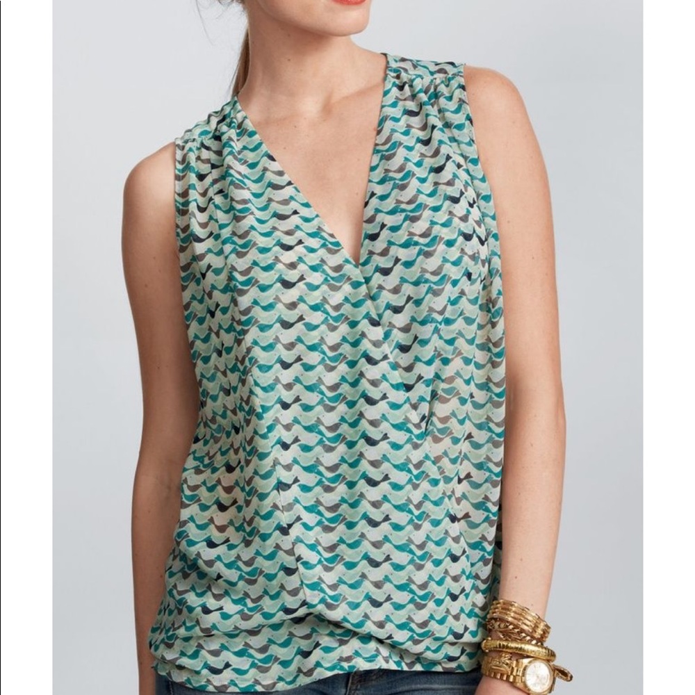 Cabi Tweet Bird Wrap blouse